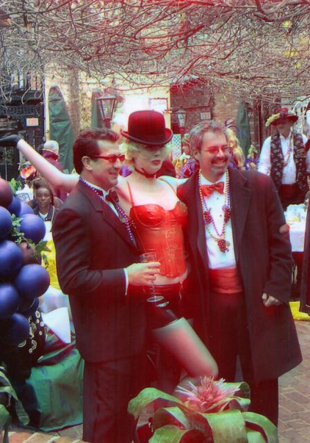 Karen dressed as Jean Paul Gautier champage bottle